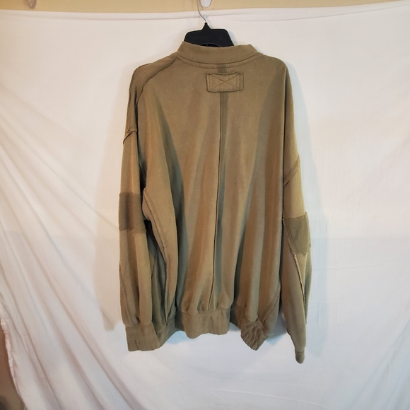 Free People Women's Size XL Olive Green Lou Moto zip Jacket New Tags - Picture 3 of 5